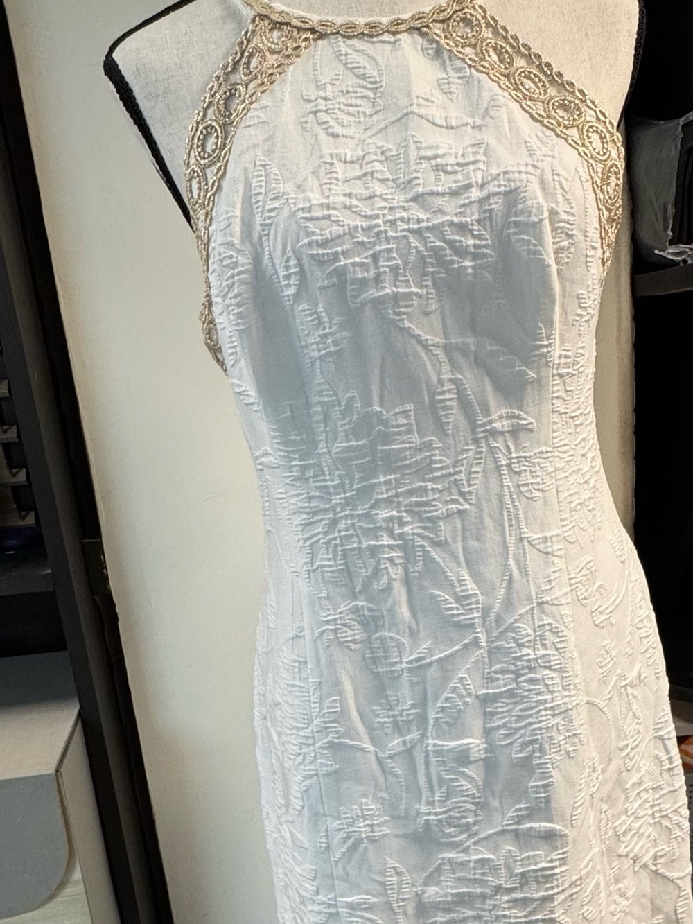 Lilly Pulitzer White Mini Dress with Gold Trim